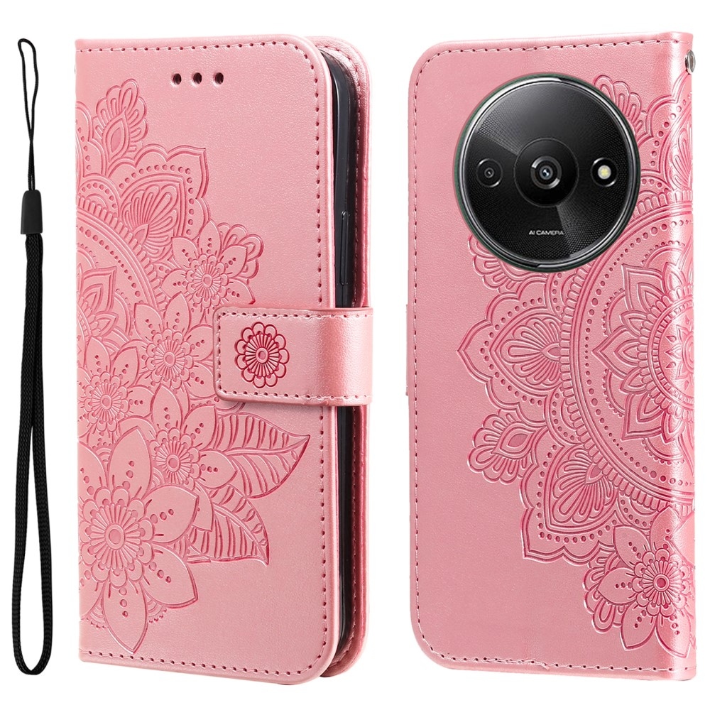 Mandala knížkové pouzdro na Xiaomi Redmi A3 - růžové