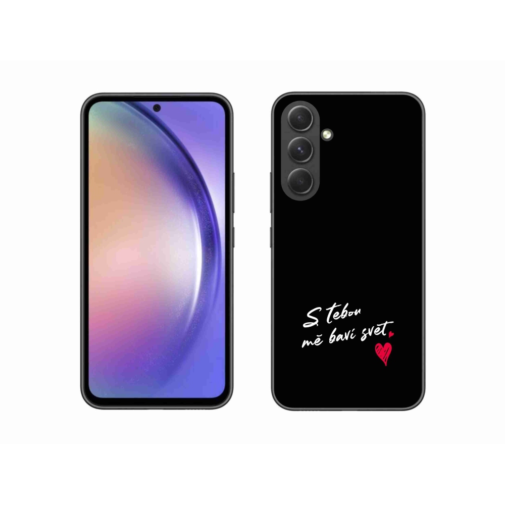 Gelový kryt mmCase na Samsung Galaxy A54 5G - zamilovaný text 1 černé pozadí