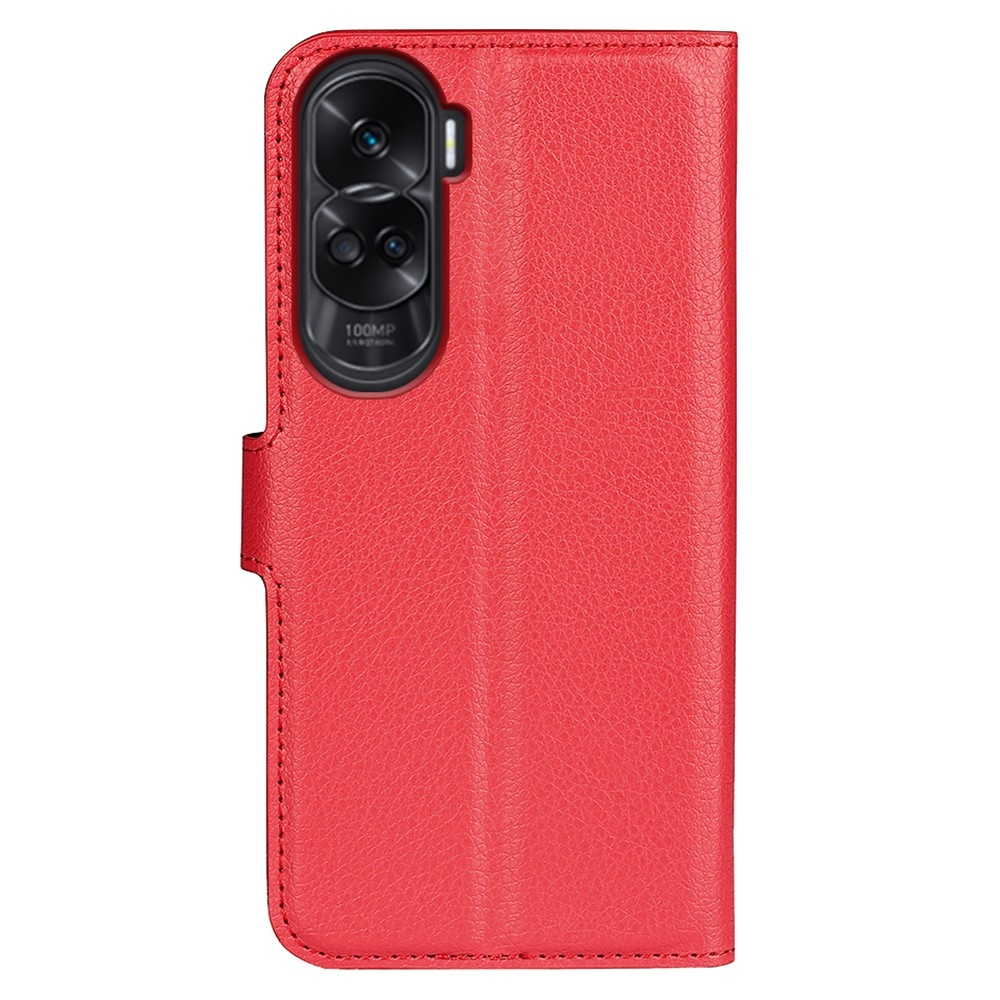 Litchi knížkové pouzdro na Honor 90 Lite - červené