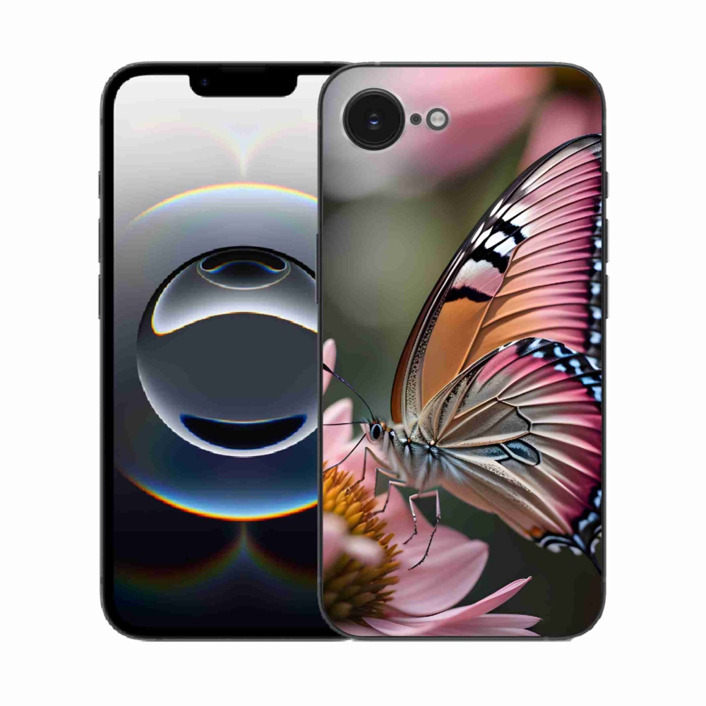 Gelový kryt mmCase na iPhone 16e - barevný motýl