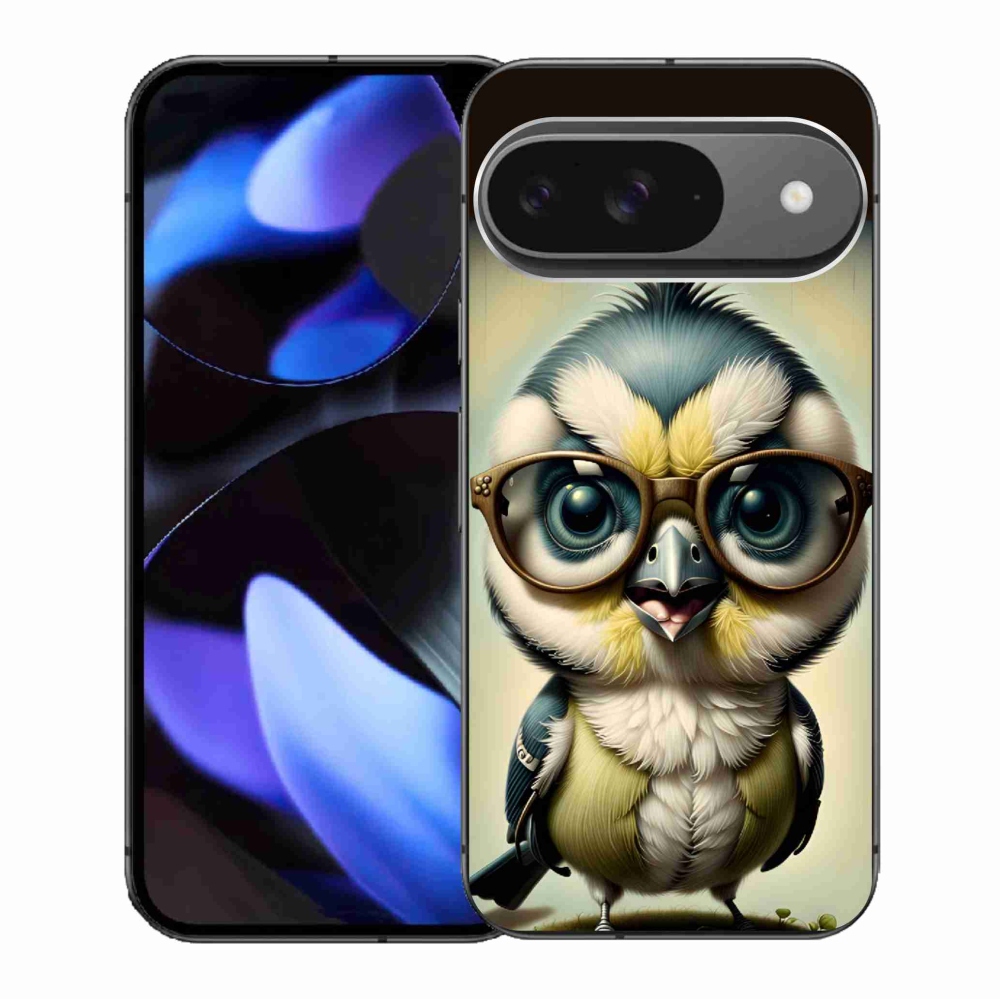 Gelový kryt mmCase na Google Pixel 9/9 Pro - mládě s brýlemi