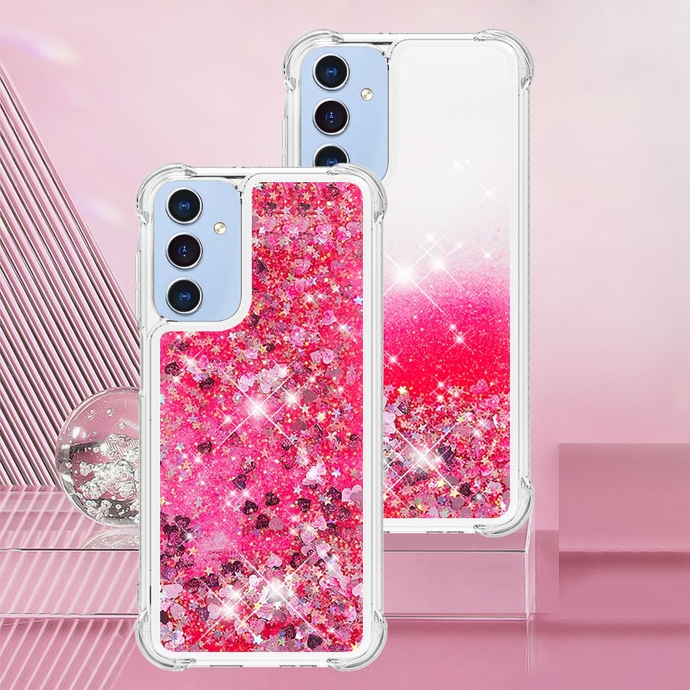 Glitter přesýpací gelový obal na Samsung Galaxy A26 5G - růžový/srdíčka