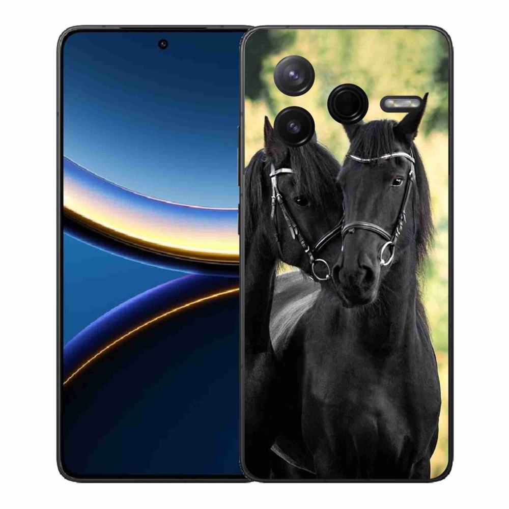 Gelový kryt mmCase na Xiaomi Poco F7 Pro - dva černí koně