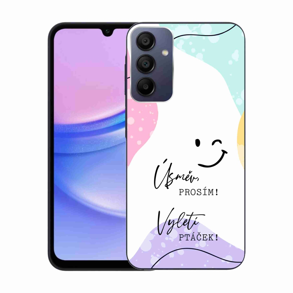 Gelový kryt mmCase na Samsung Galaxy A15 4G/5G - vtipný text 4 bílé pozadí