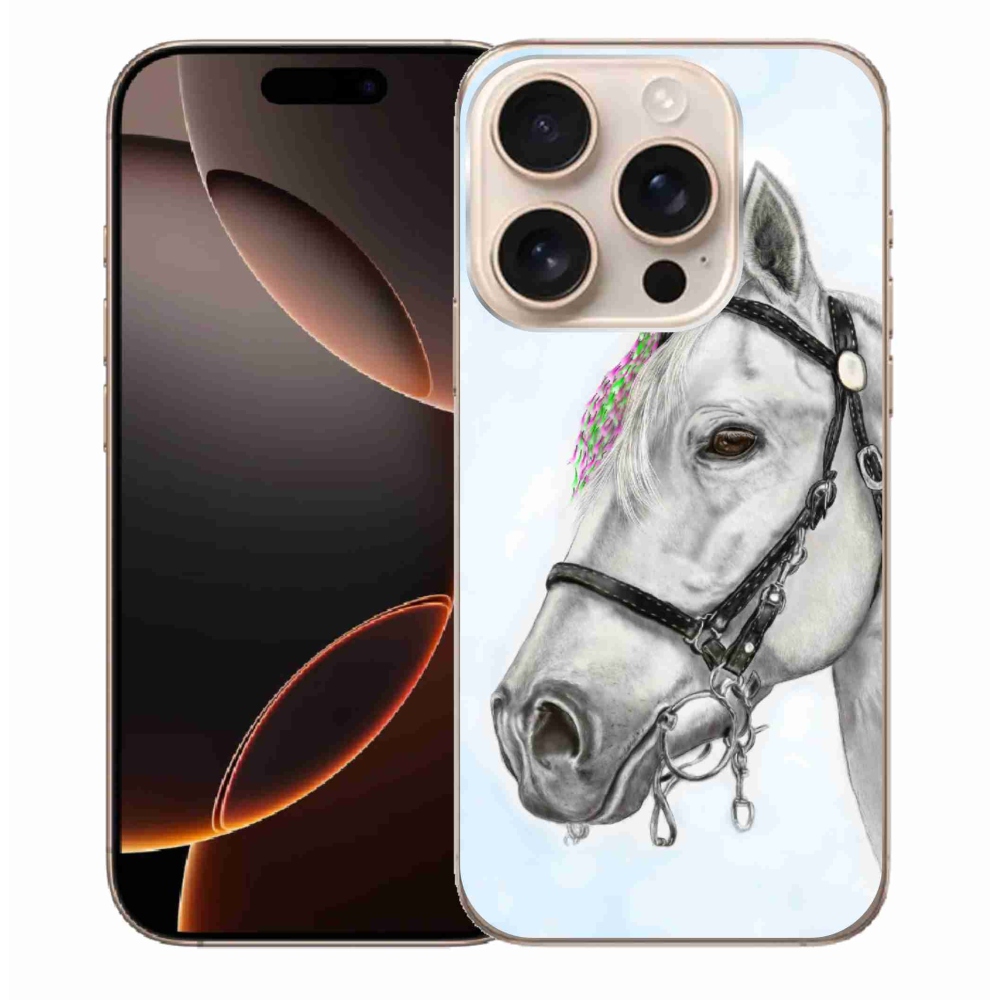 Gelový kryt mmCase na iPhone 16 Pro Max - bílý kůň 1
