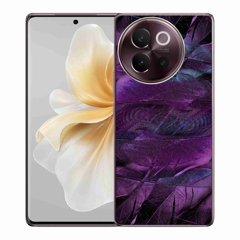 Gelový kryt mmCase na Vivo V40 Lite 5G - fialová pírka
