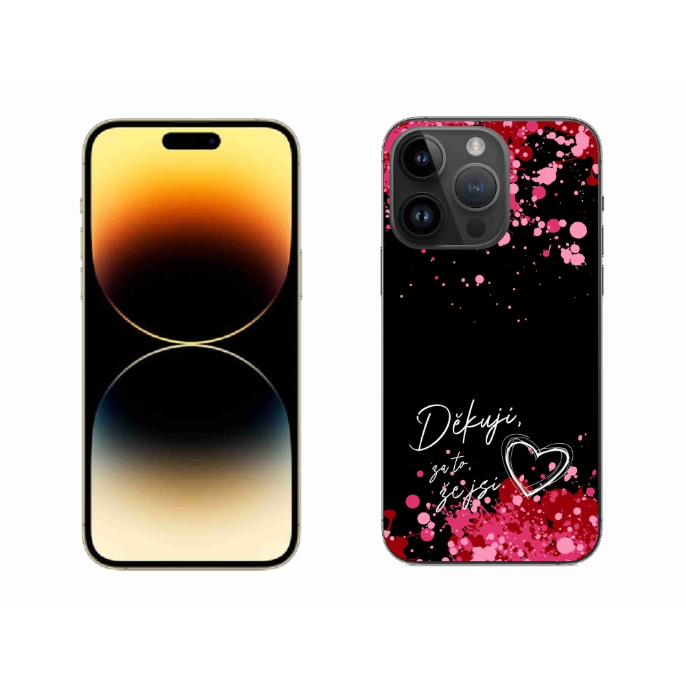 Gelový kryt mmCase na iPhone 14 Pro Max 6.7 - zamilovaný text 2 černé pozadí