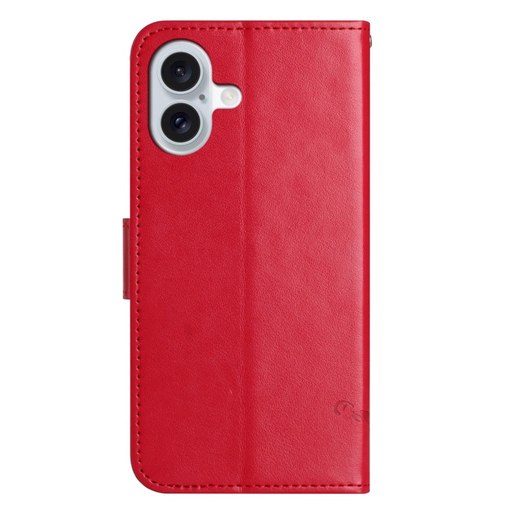Flower knížkové pouzdro na iPhone 16 - červené