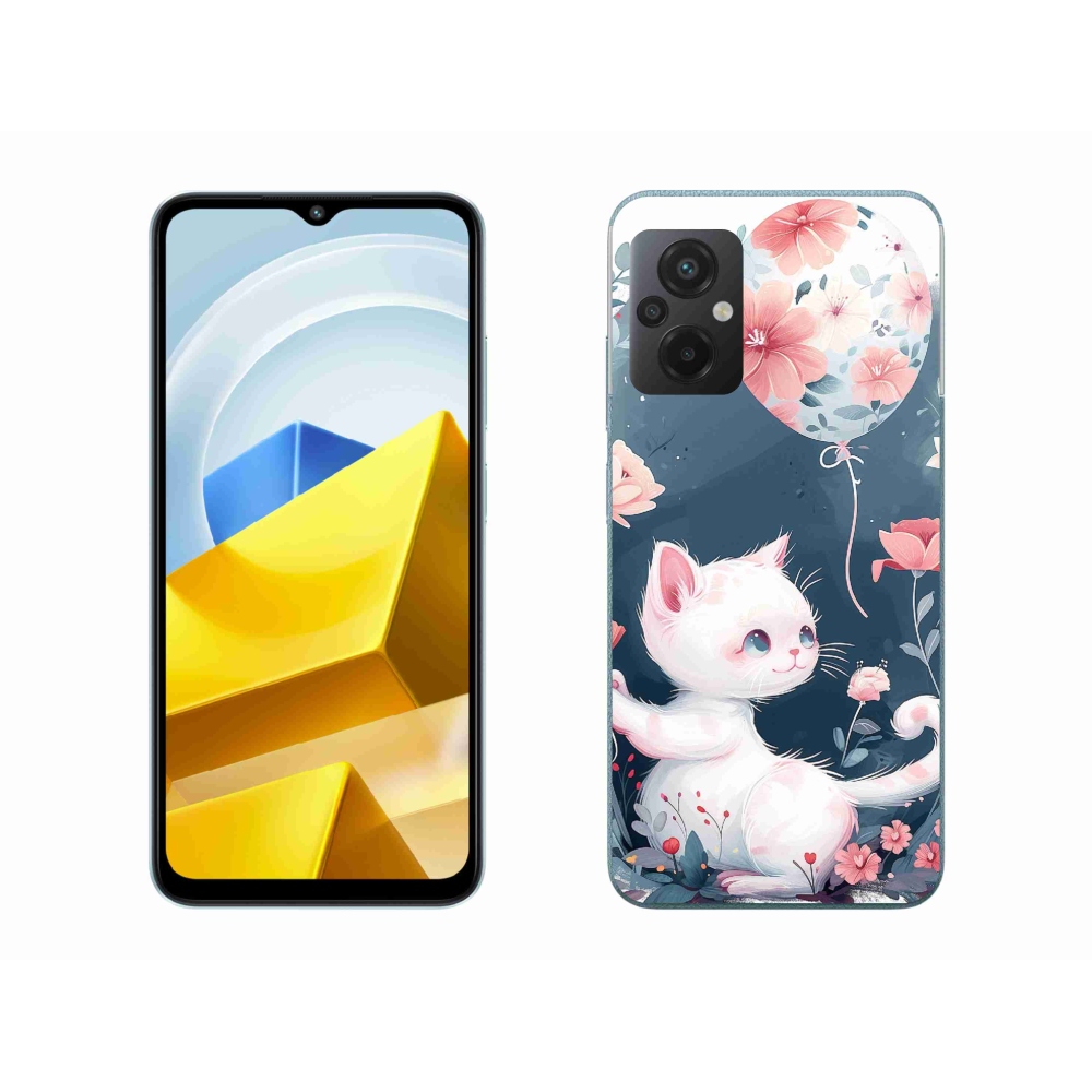 Gelový kryt mmCase na Xiaomi Poco M5 4G - kotě s balónkem