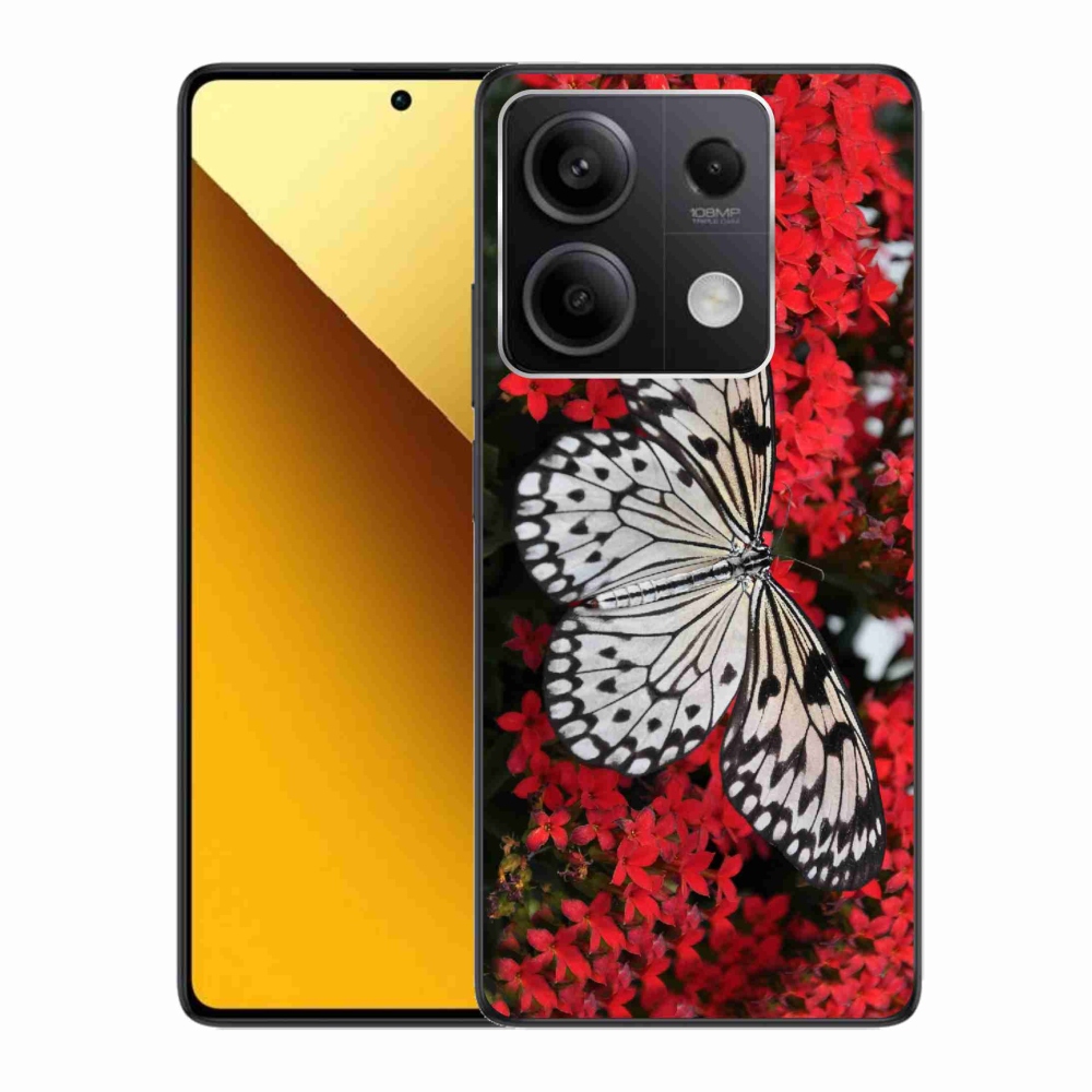 Gelový kryt mmCase na Xiaomi Redmi Note 13 5G - černobílý motýl 1