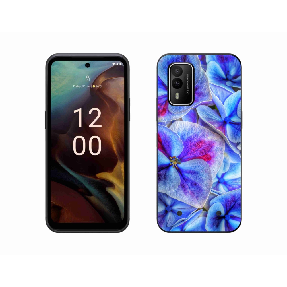 Gelový kryt mmCase na Nokia XR21 - modré květy 1