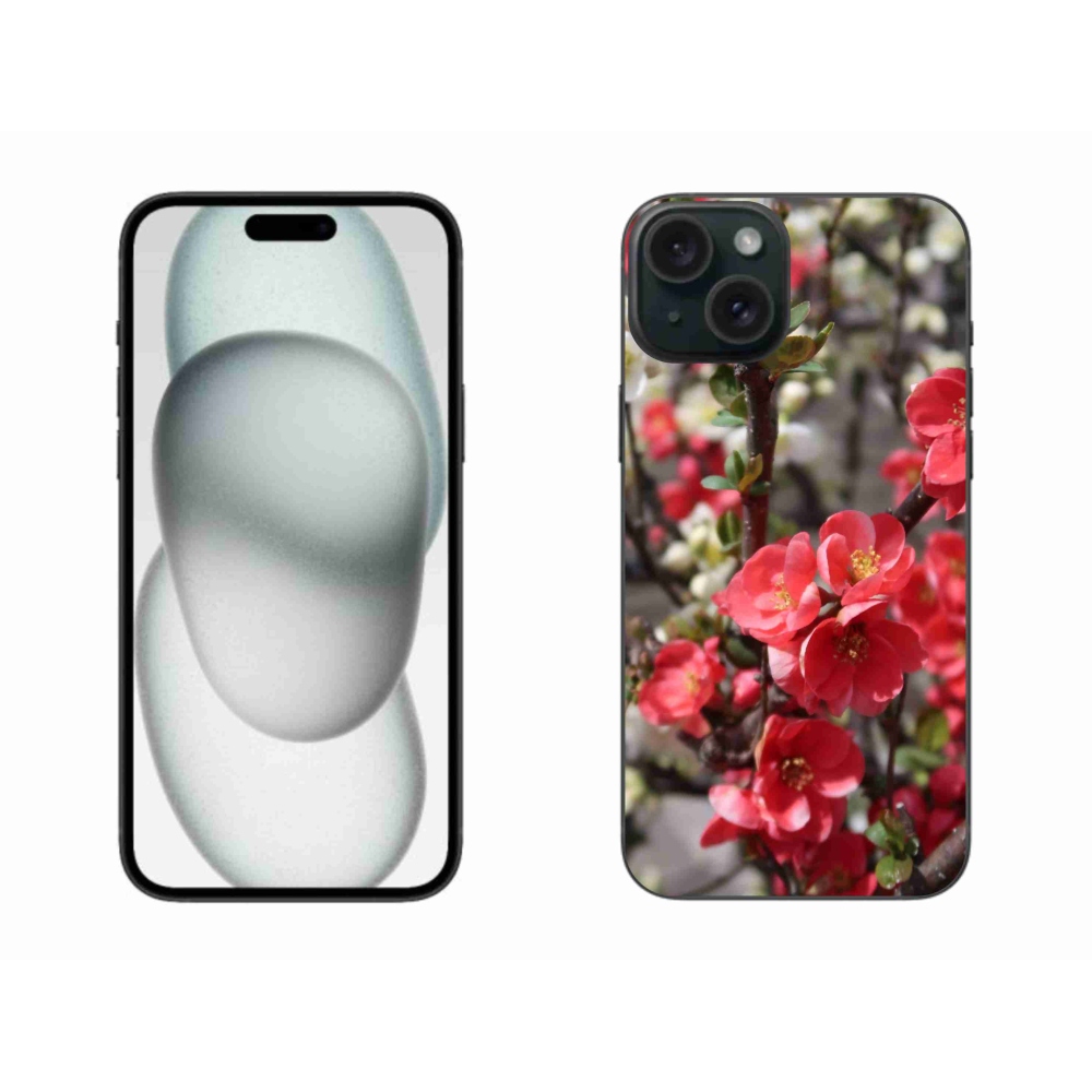 Gelový kryt mmCase na iPhone 15 Plus - červené květy