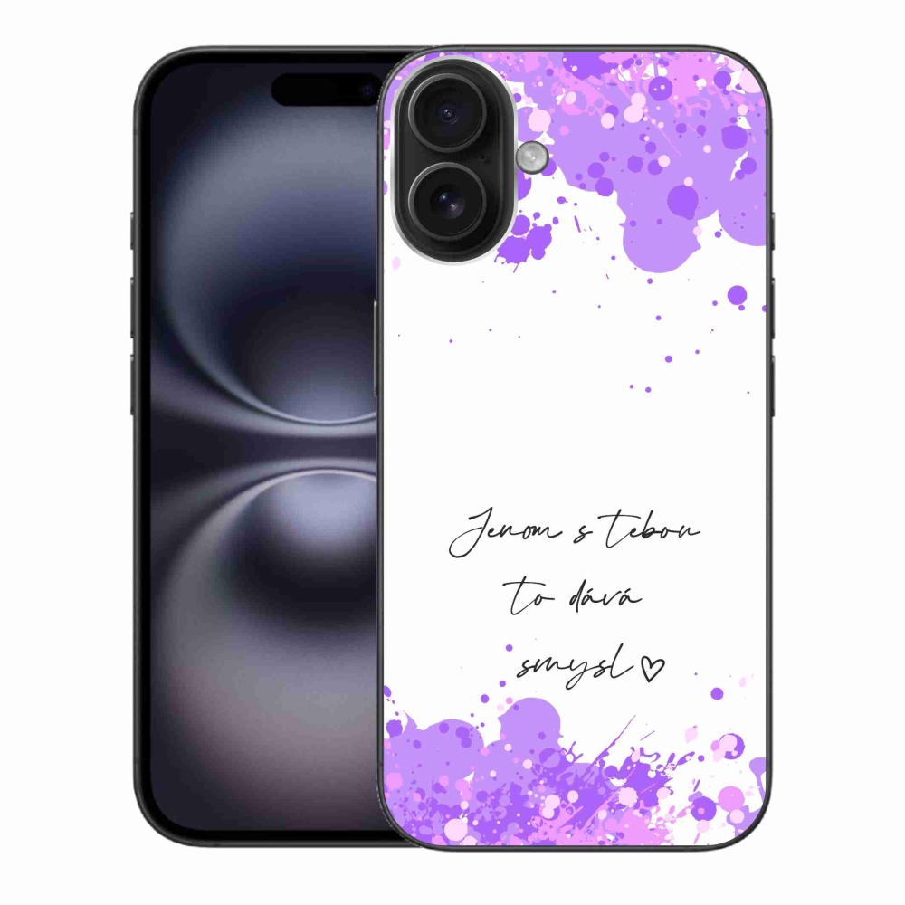 Gelový kryt mmCase na iPhone 16 Plus - zamilovaný text bílé pozadí