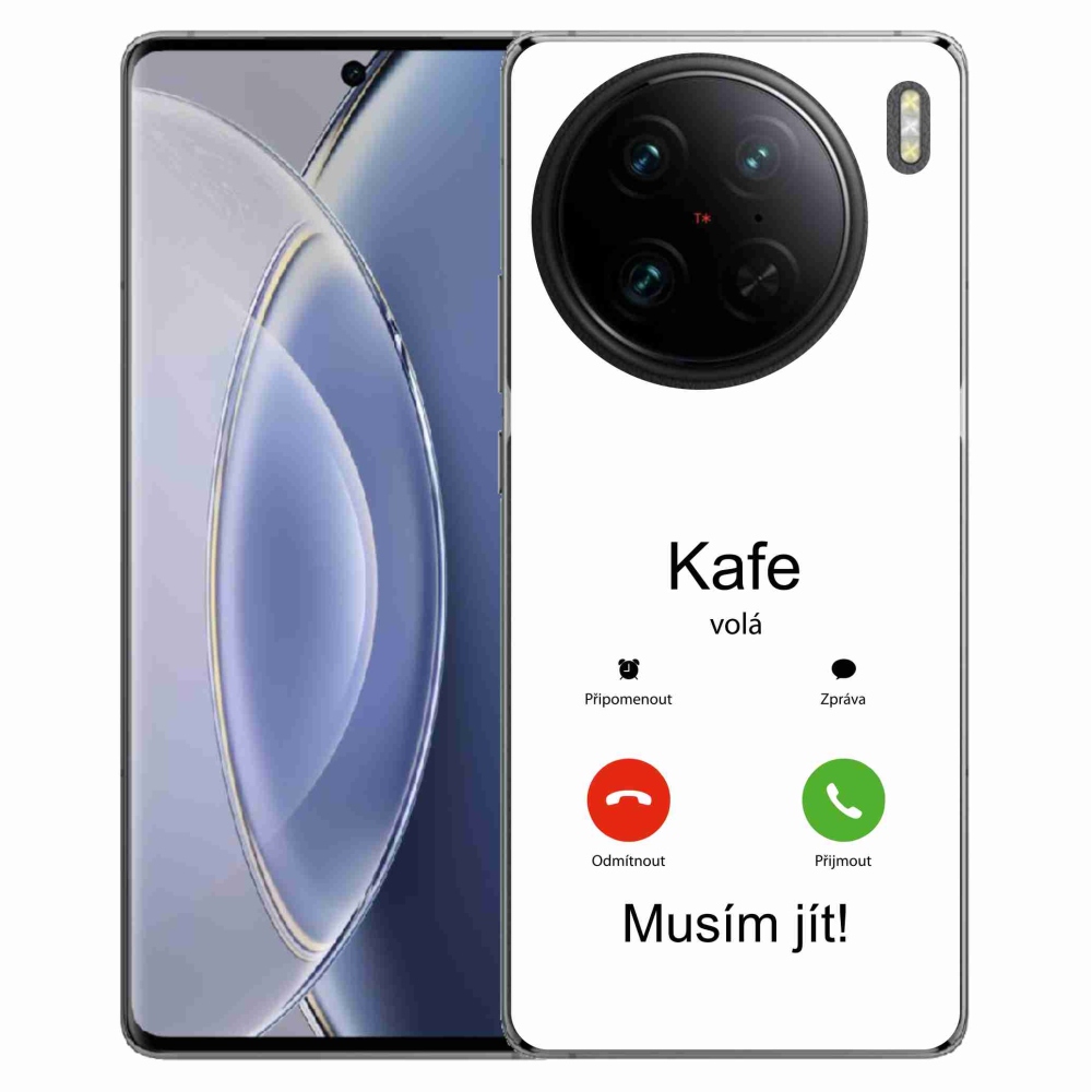Gelový kryt mmCase na Vivo X90 Pro - kafe volá bílé pozadí