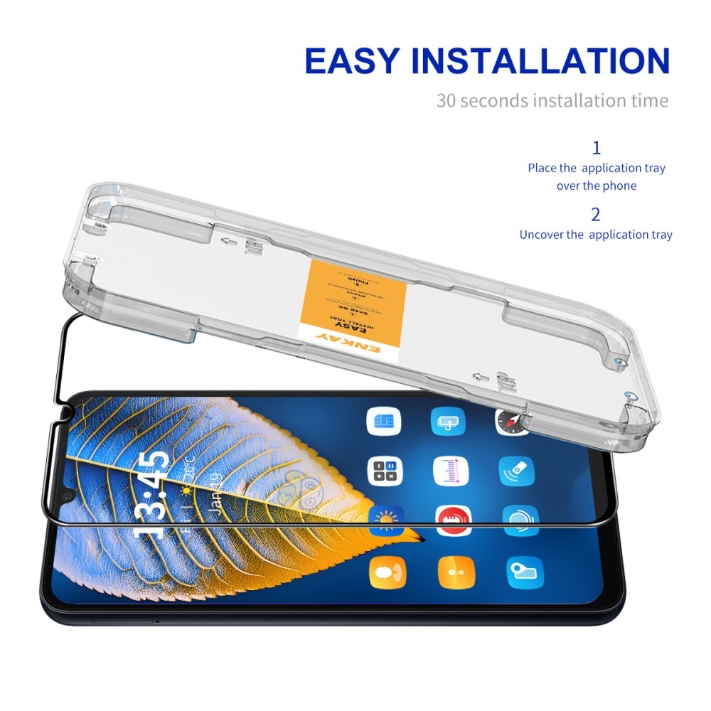 Clear 9H celoplošné tvrzené sklo na Samsung Galaxy A06 4G s aplikačním rámečkem