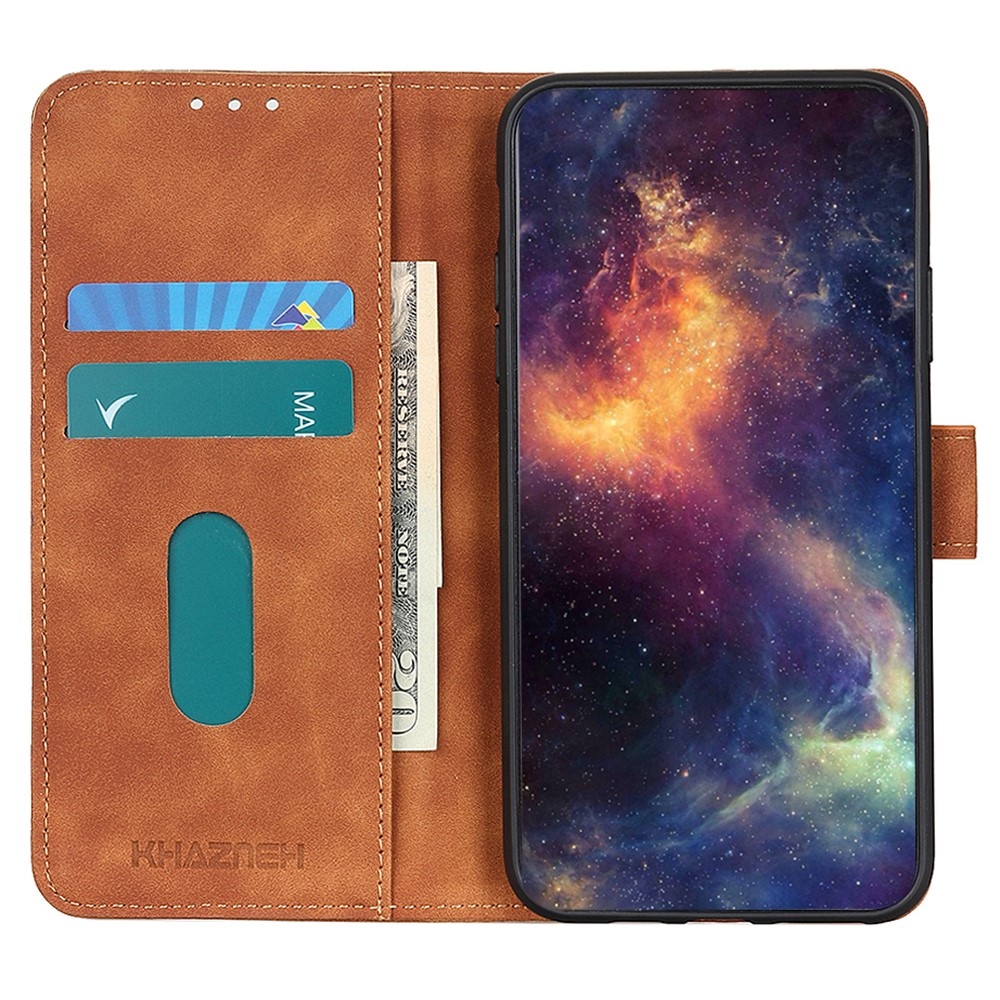 KHAZ knížkové pouzdro na Xiaomi Redmi Note 14 - hnědé