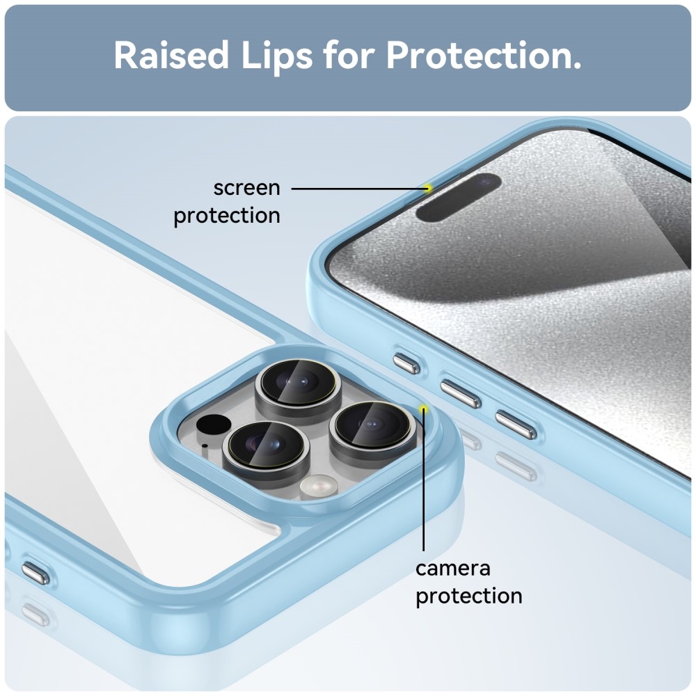 Gelový obal s pevnými zády na iPhone 16 Pro Max - modrý