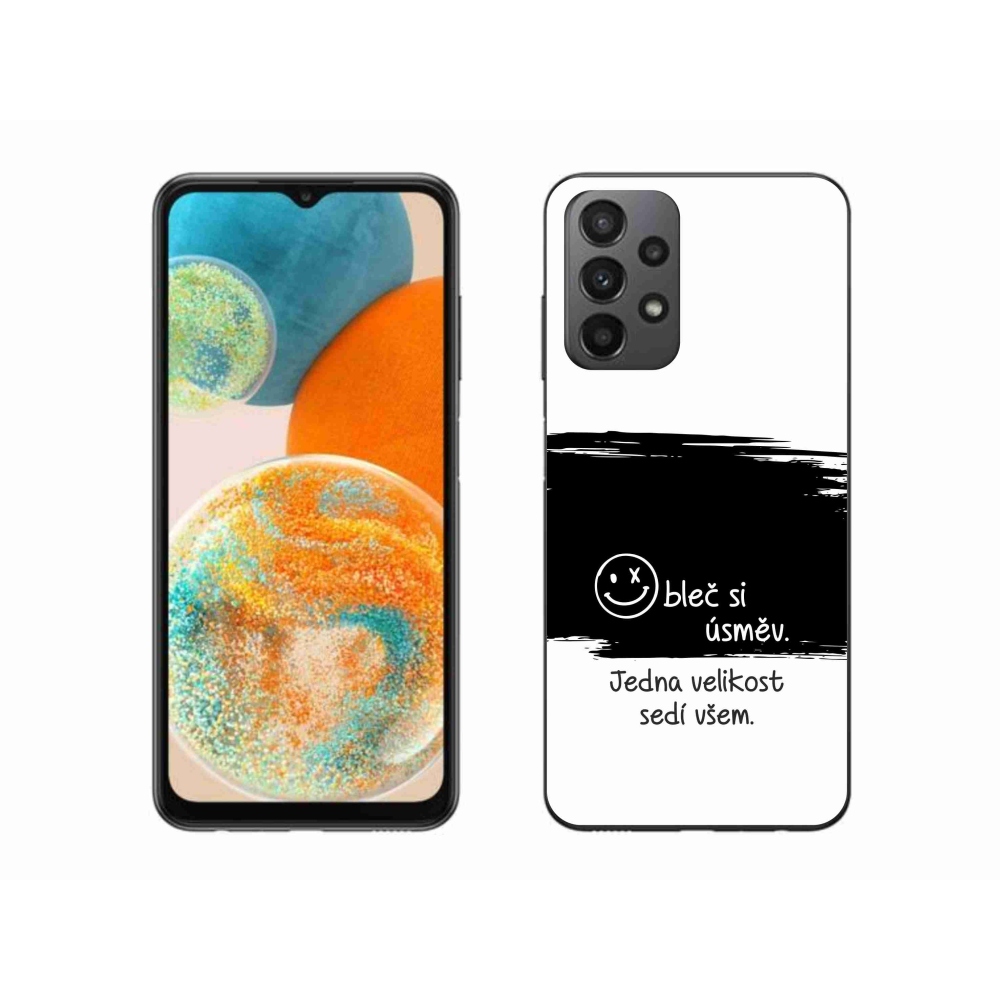 Gelový kryt mmCase na Samsung Galaxy A23 4G/5G - vtipný text 8 černobílé pozadí