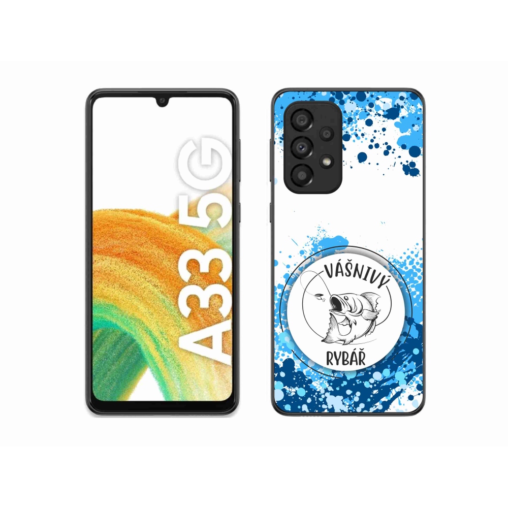 Gelový kryt mmCase na Samsung Galaxy A33 5G - vášnivý rybář bílé pozadí