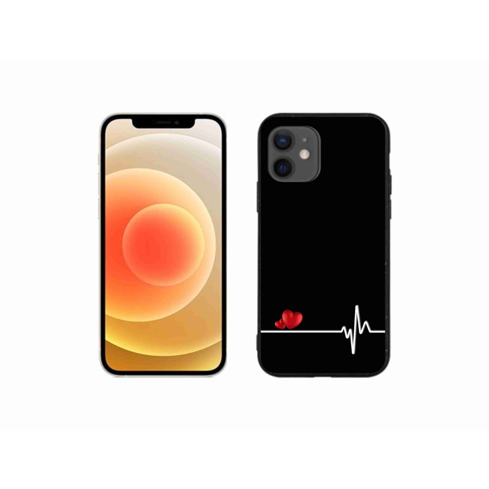Gelový kryt mmCase na iPhone 12 mini - srdce a tep černé pozadí