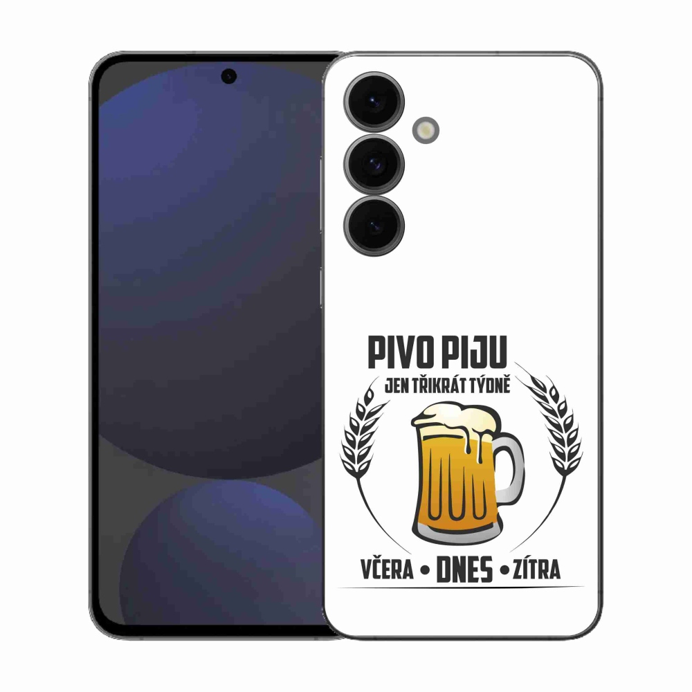 Gelový kryt mmCase na Samsung Galaxy S25 FE - pivní motiv bílé pozadí