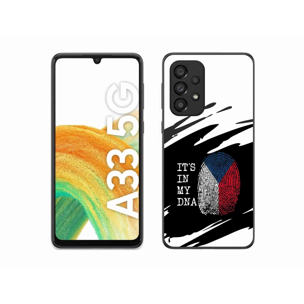 Gelový kryt mmCase na Samsung Galaxy A33 5G - vlajka otisk prstu černobílé pozadí