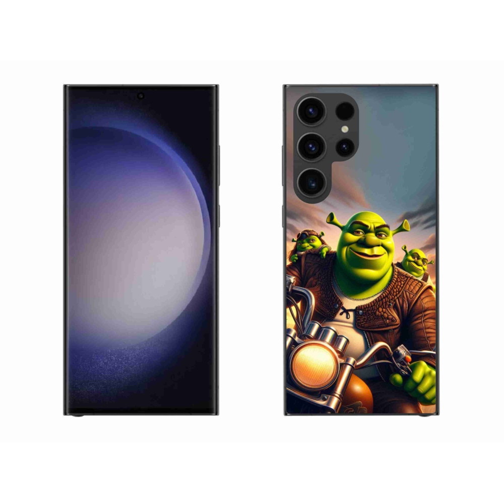 Gelový kryt mmCase na Samsung Galaxy S23 Ultra 5G - shrek na motorce