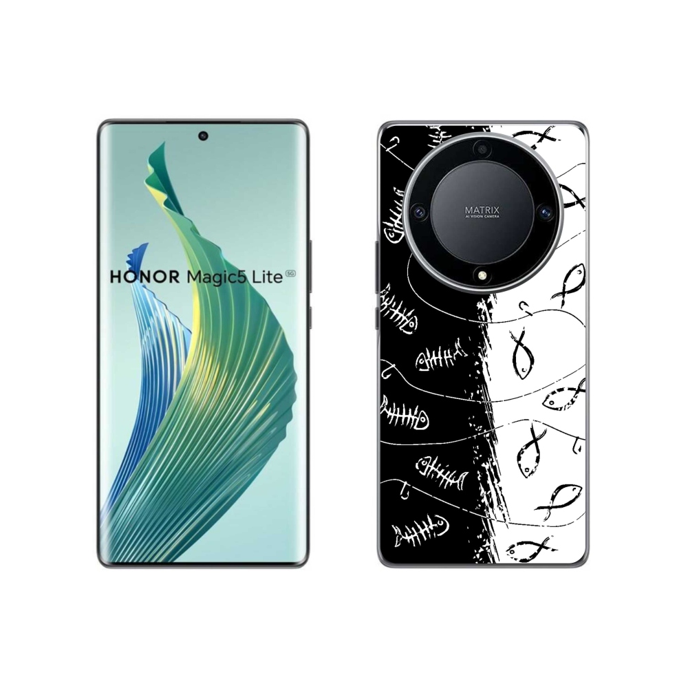 Gelový kryt mmCase na Honor Magic 5 Lite 5G - kostry a rybky