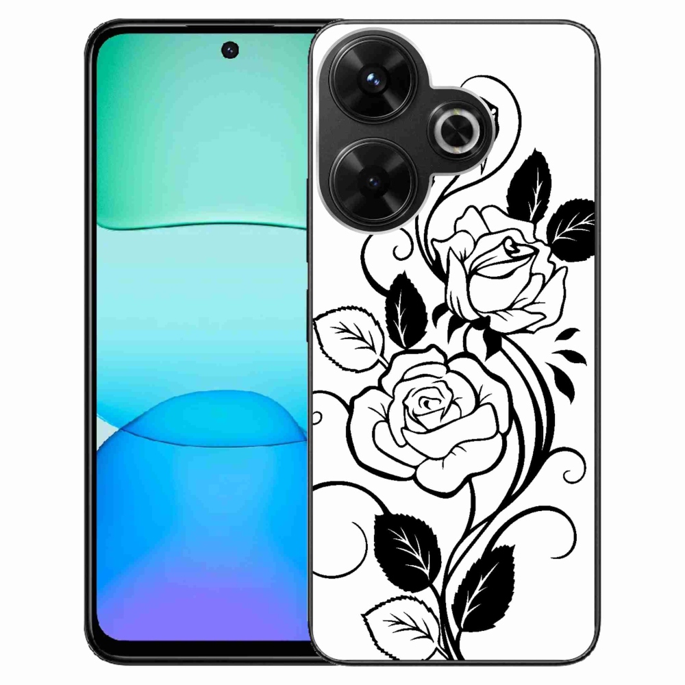 Gelový kryt mmCase na Xiaomi Redmi 13 4G/Poco M6 4G - černobílá růže