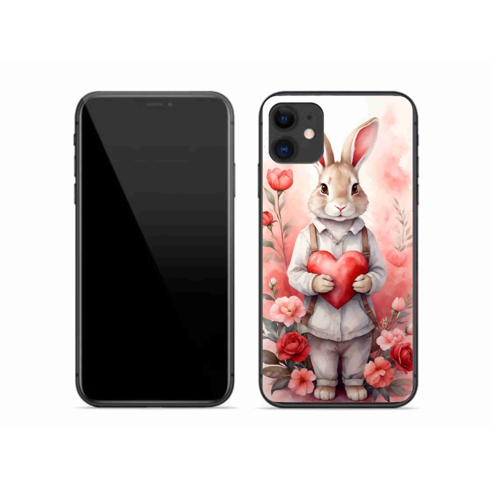 Gelový kryt mmCase na iPhone 11 - zajíc se srdíčkem