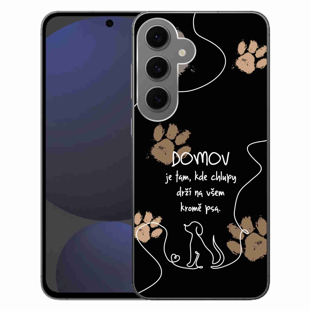 Gelový kryt mmCase na Samsung Galaxy S24 FE - psí motiv černé pozadí