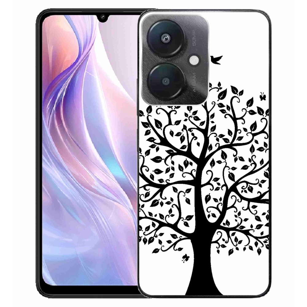 Gelový kryt mmCase na Xiaomi Redmi 13C 5G - černobílý strom