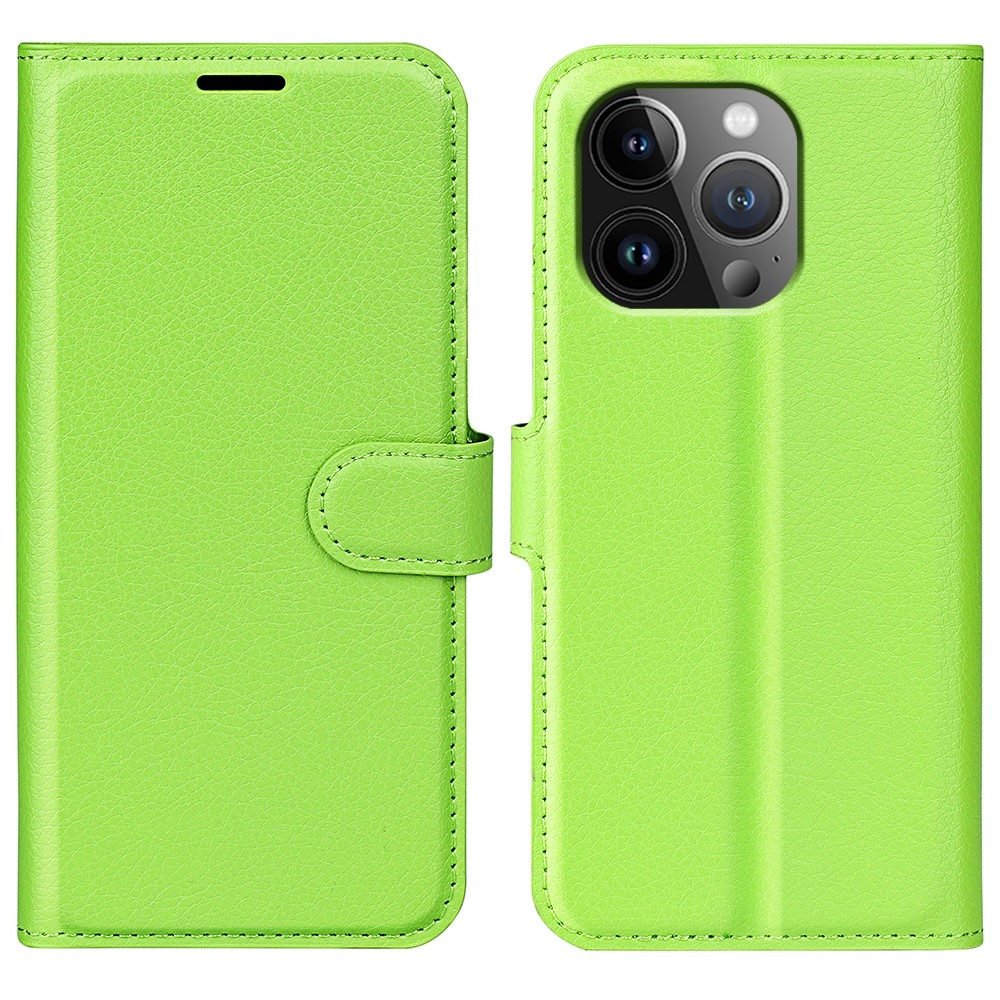 Litchi knížkové pouzdro na iPhone 15 Pro - zelené