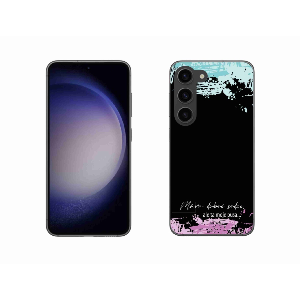 Gelový kryt mmCase na Samsung Galaxy S23 5G - vtipný text 3 černé pozadí