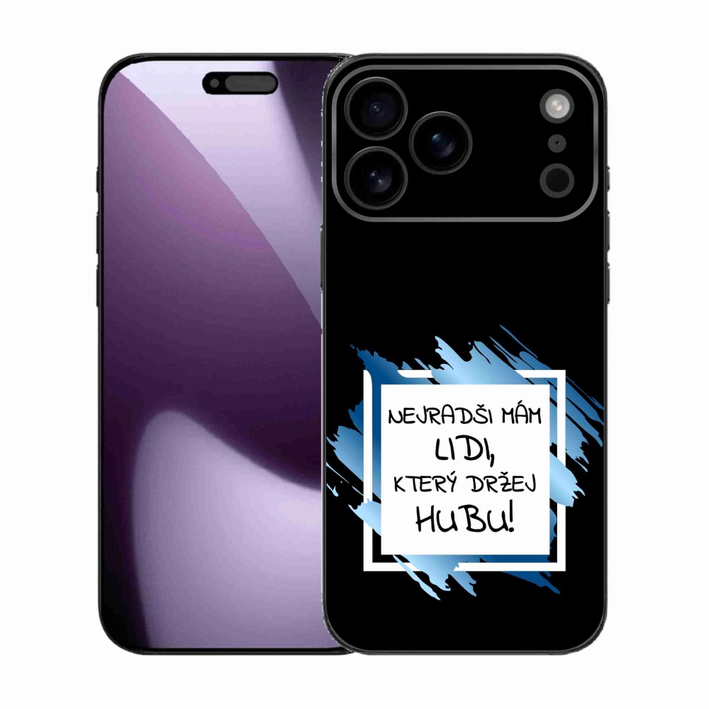 Gelový kryt mmCase na iPhone 17 Pro Max - vtipný text 7 bíločerné pozadí