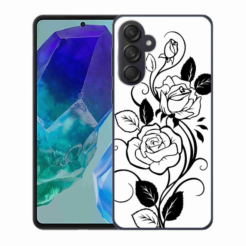 Gelový kryt mmCase na Samsung Galaxy M55 5G - černobílá růže
