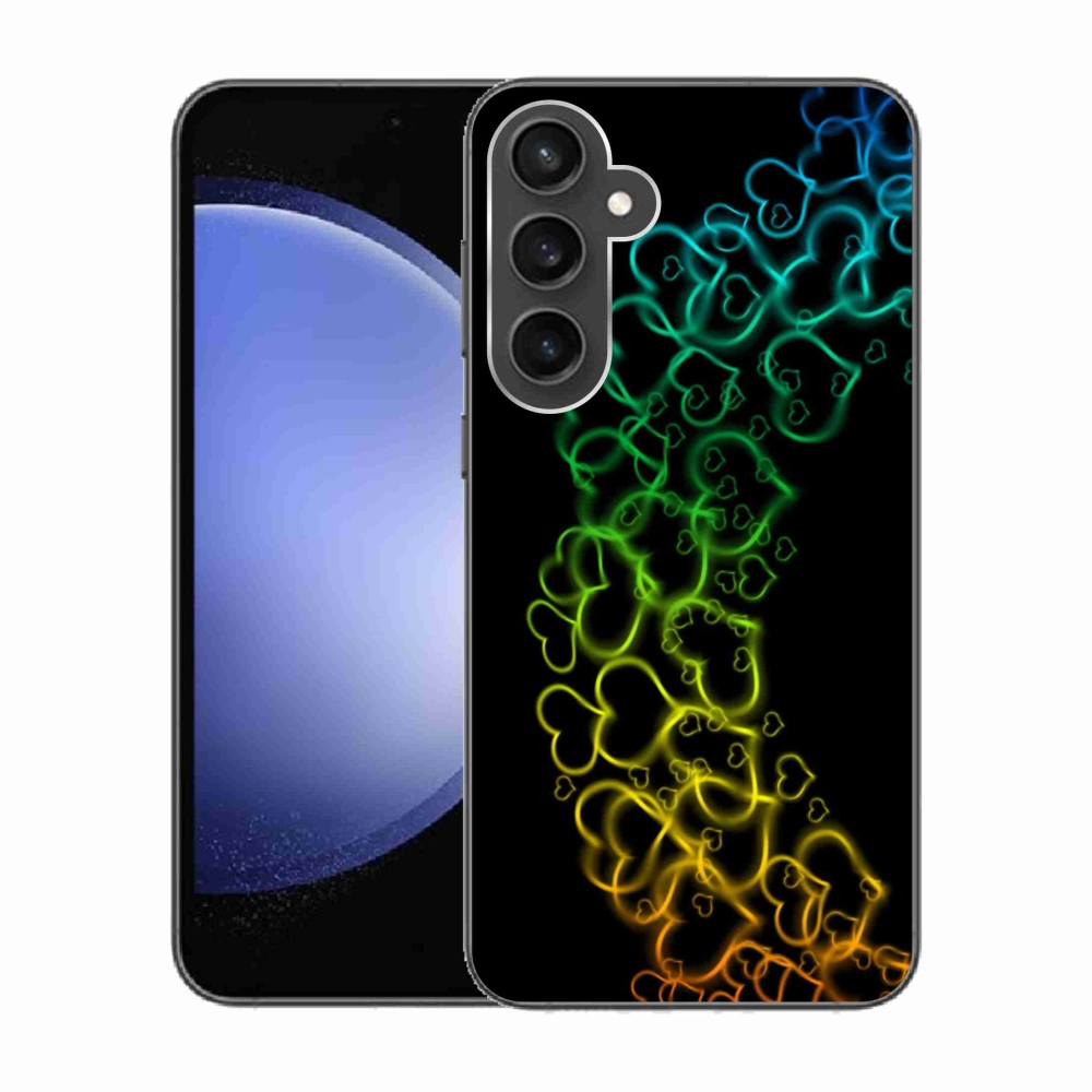 Gelový kryt mmCase na Samsung Galaxy S23 FE - barevná srdíčka