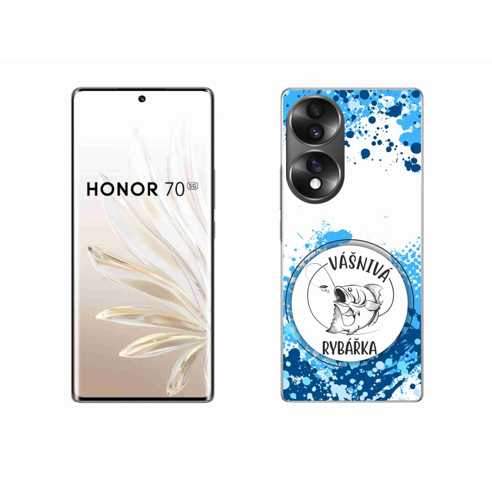 Gelový kryt mmCase na Honor 70 - vášnivá rybářka bílé pozadí