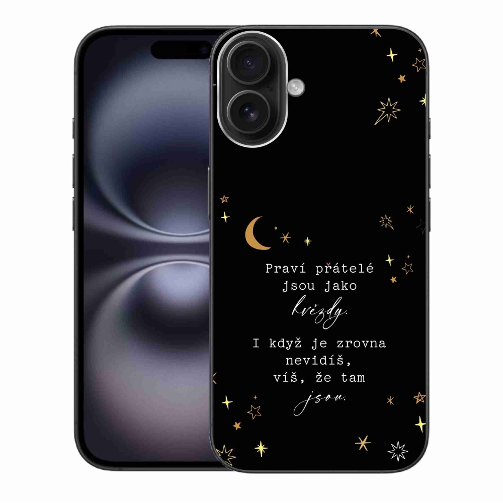 Gelový kryt mmCase na iPhone 16 Plus - citát 6 černé pozadí