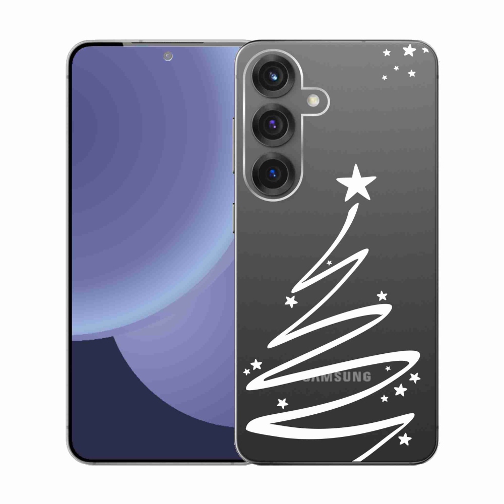 Gelový kryt mmCase na Samsung Galaxy S25 - bílý stromeček na průhledném pozadí