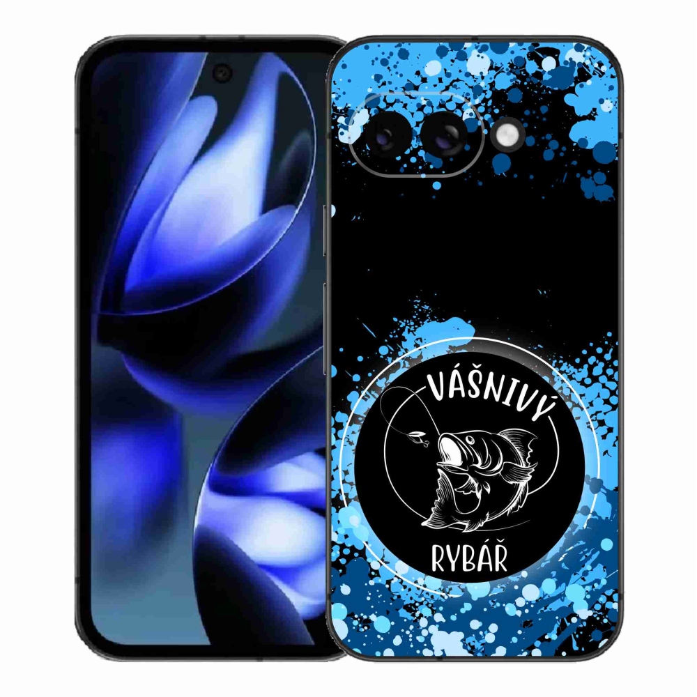 Gelový kryt mmCase na Google Pixel 9a - vášnivý rybář černé pozadí