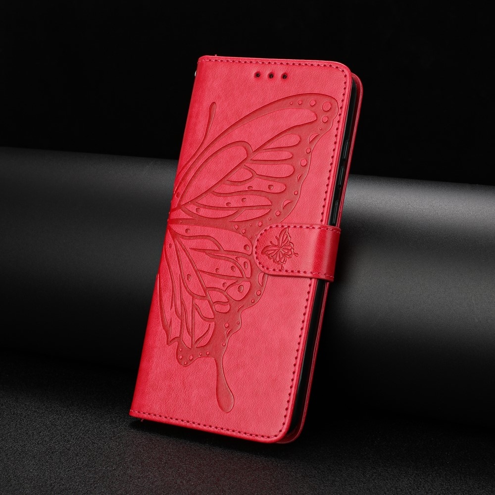 Floral Butterfly knížkové pouzdro na Xiaomi Redmi A5 (171.7x77.8x8.3mm) - červené