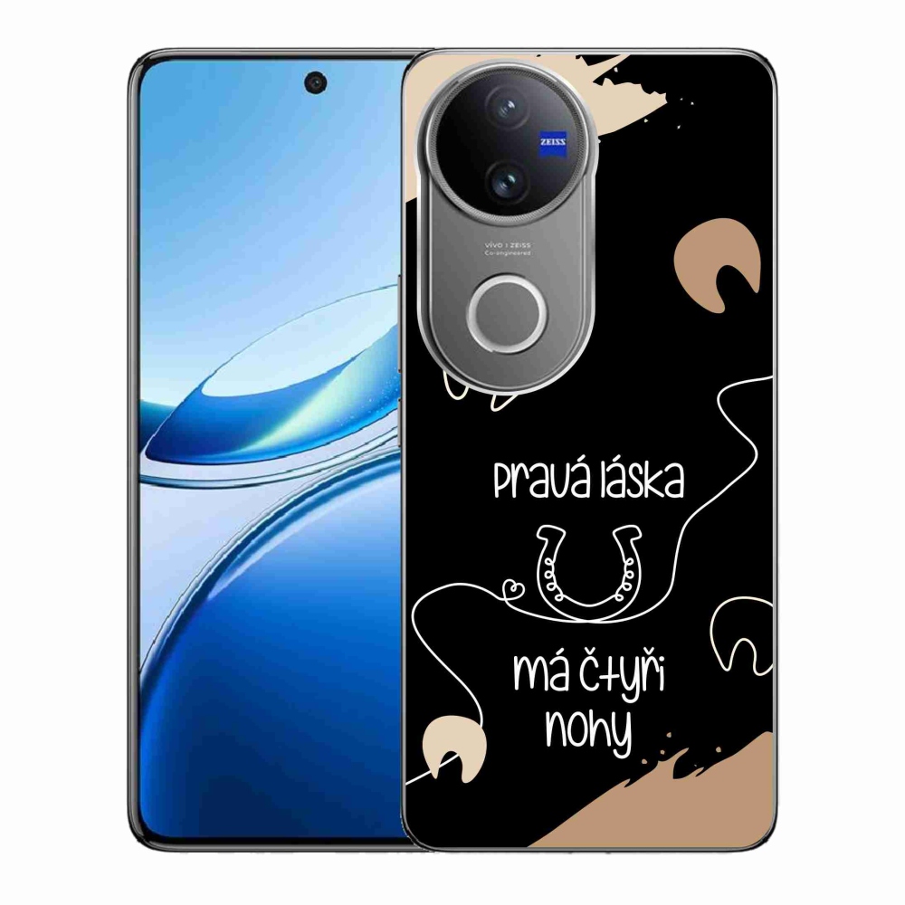 Gelový kryt mmCase na Vivo V50 5G - koňský motiv černé pozadí