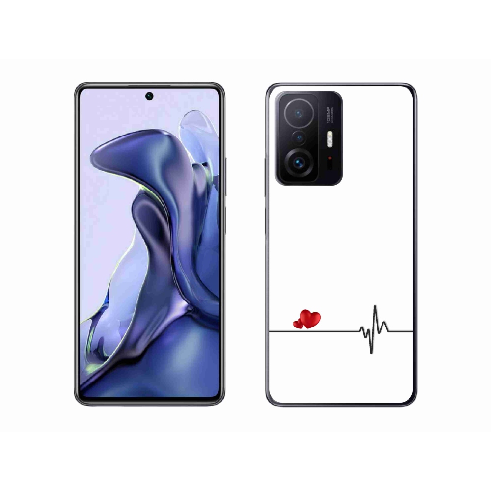 Gelový kryt mmCase na Xiaomi 11T Pro - srdce a tep bílé pozadí