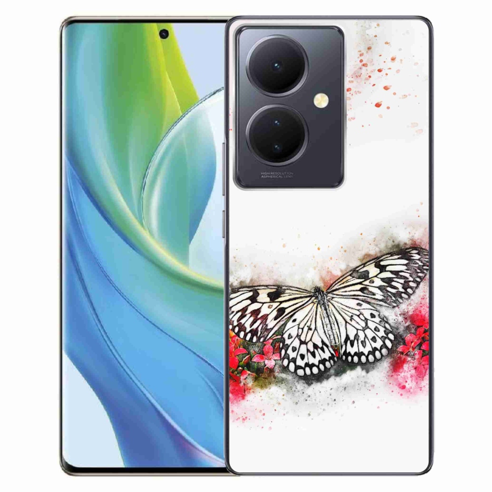 Gelový kryt mmCase na Vivo V29 Lite 5G - černobílý motýl