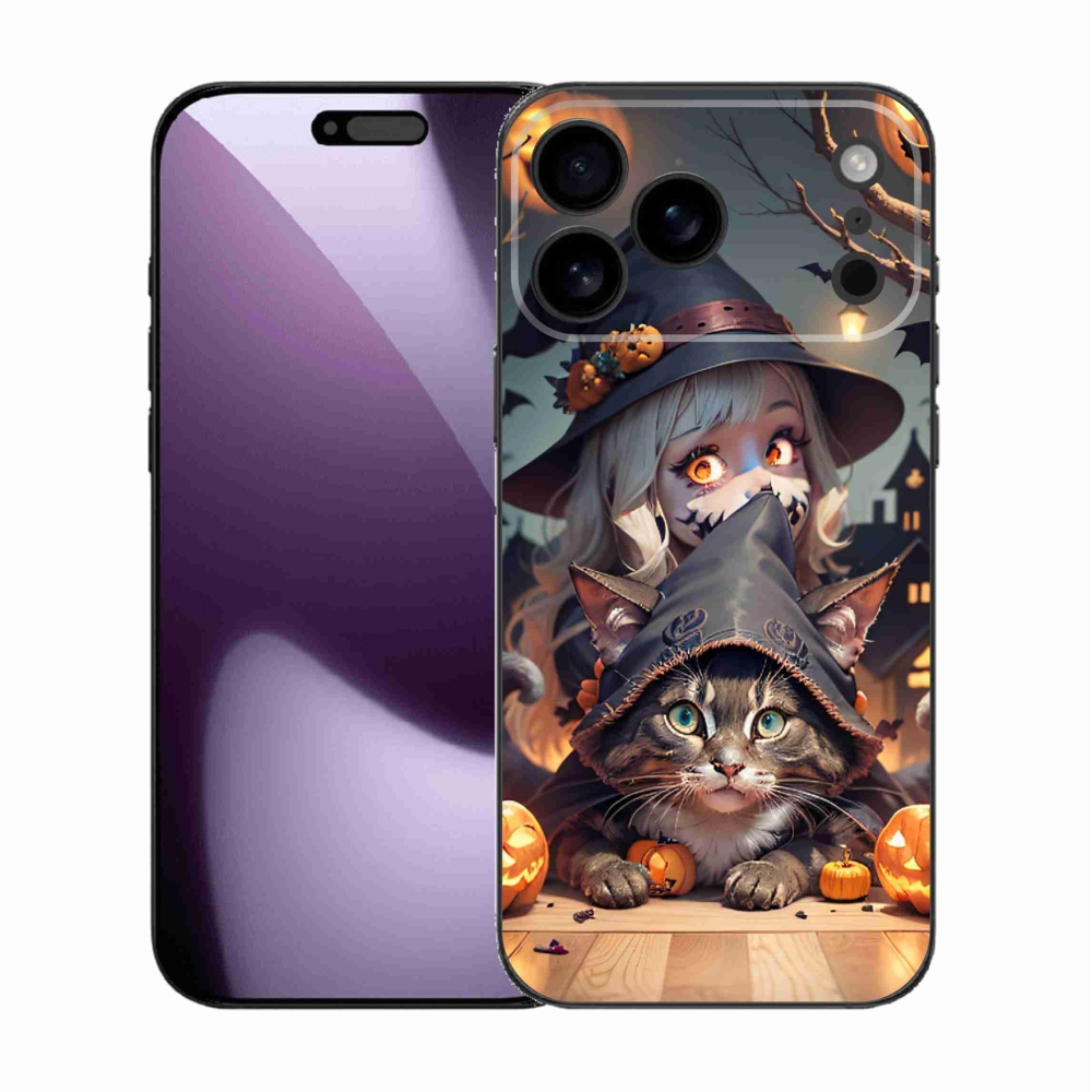 Gelový kryt mmCase na iPhone 17 Pro Max - čarodějnice s kočkou