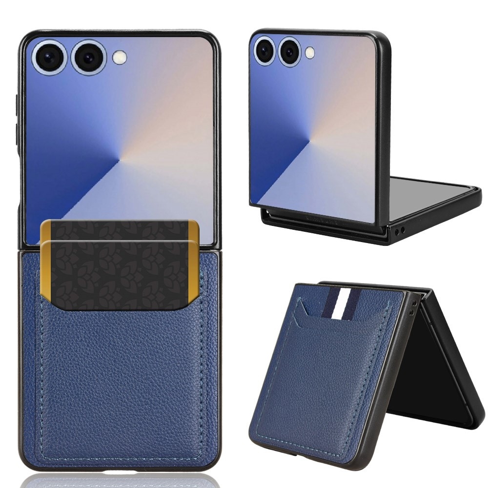 Combi plastový kryt s umělou kůží na Samsung Galaxy Z Flip7 5G - modrý