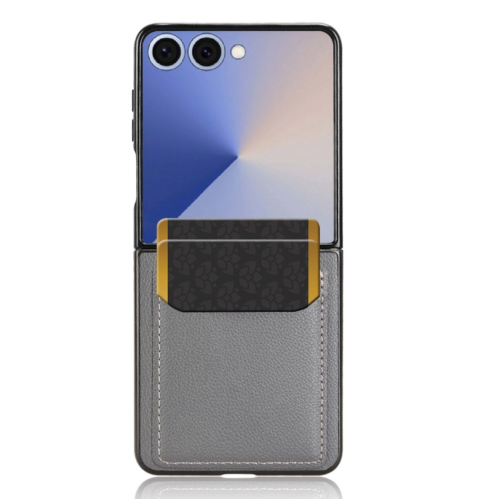 Combi plastový kryt s umělou kůží na Samsung Galaxy Z Flip7 5G - šedý