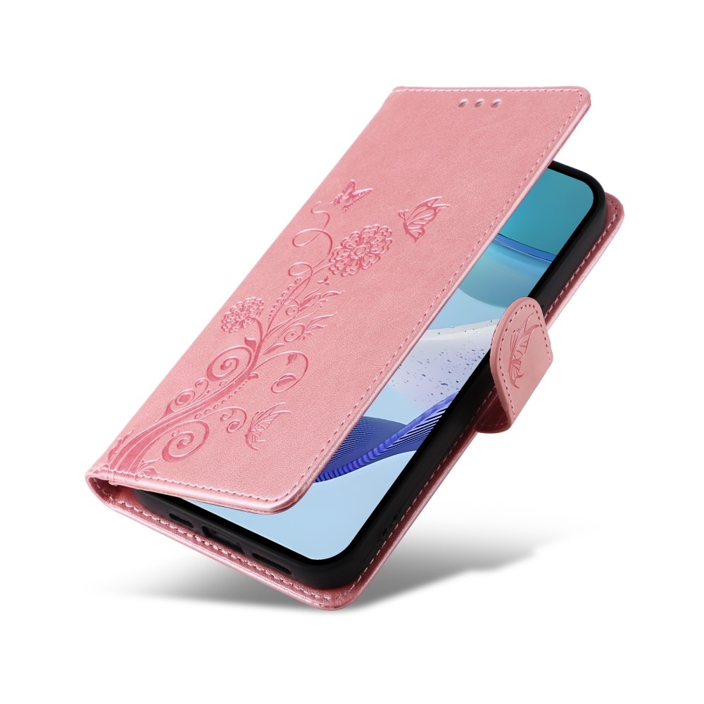 Flowery knížkové pouzdro na Realme 14x 5G/Realme C75 - růžové