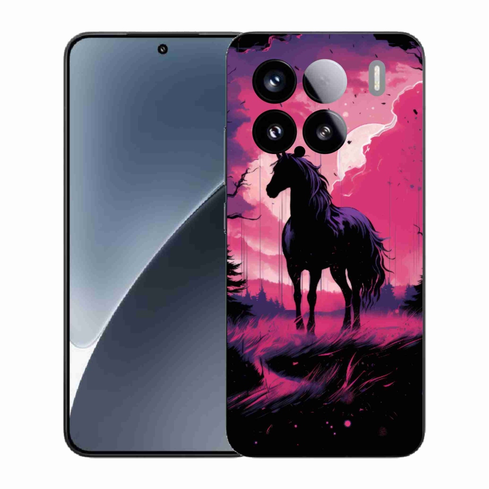 Gelový kryt mmCase na Xiaomi 15 - černý kreslený kůň 1